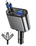 BERTHALESS Retractable Car Charger, 4 in 1 Fast Charging Car Charger with USB-C & USB-A, Compatible with iPhone 17/16/15/14/13/12/11,Galaxy,Pixel, Car Accessories for Men Women Drivers
