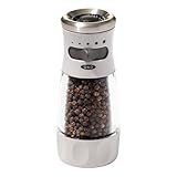 OXO Good Grips Contoured Mess-Free Pepper Grinder, Adjustable Ceramic Grinder with Five Settings, Black Pepper Mill for Home and Kitchen, Spice Tool and Kitchen Gadget