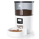 IMIPAW Automatic Cat Feeders, 3L Timed Cat Dry Food Dispenser with Desiccant Bags, Dual Power Supply, Programmable Portion Size, 6 Meals, 20 Portions Per Day, Auto Pet Feeder for Cats and Small Dogs