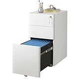 DEVAISE 3-Drawer Slim Vertical File Cabinet, Fully Assembled Except Casters, Legal/Letter Size, White