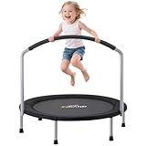Ativafit 36inch Elastic Band Big Handle Toddler Trampoline for Kids Ages 2-6 Indoor Outdoor Mini Trampoline with Safety Padded Cover Fun for Kids