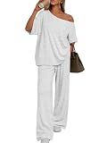 Trendy Queen Womens 2 Piece Lounge Sets Matching Outfits Oatmeal Grey S
