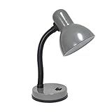 Simple Designs LD1003-GRY Basic Metal Desk Lamp with Flexible Hose Neck for Office, Living Room, Bedroom, College Dorm, Bookshelf, Gray
