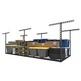 Jusgym 3X8FT Overhead Garage Storage Rack, 26"-40" Height Adjustable Garage Ceiling Storage Racks, Heavy Duty Metal Overhead Storage Organizer System, 750LBS Weight Capacity
