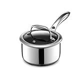 HexClad 1QT Hybrid Nonstick Saucier with Lid, Induction Ready