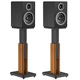 Height Adjustable Speaker Stands Pair with Most Satellite, Studio, Bookshelf Speakers - Wood Grain Floor Speaker Stands for Klipsch, Edifier, JBL Bookshelf Speaker Stands Holds 50Lbs with Cable Clips