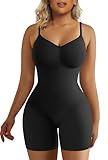 SHAPERX Shapewear for Women Tummy Control Bodysuit Mid Thigh Body Shaper Shorts for a Lifted Look,SZ5218-2-Black-L/XL