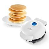 DASH Mini Maker Electric Round Griddle for Individual Pancakes, Cookies, Eggs & other on the go Breakfast, Lunch & Snacks with Indicator Light + Included Recipe Book - White