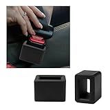 Augeny 2PCS Seat Belt Buckle Holder, Silicone Auto Rear Seatbelt Buckle Booster to Makes Receptacle Stand Upright for Easy Access, Universal Vehicle Seatbelt Buckle for Kids （Black）