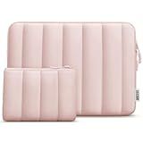 TECOOL Puffy Laptop Case 15.6 inch,15.6 inch Laptop Sleeve for 15-15.6" Lenovo Thinkpad Ideapad HP Acer Asus Dell Chromebook, Protective Waterproof Sleeve 15 inch Notebook Bag with Small Case,Pink