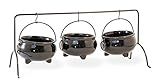 Boston International - KAC19320 Boston International Halloween Cauldron Serving Bowls on Rack, Set of 3, 17.25 x 7.25-Inches, Black