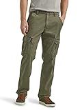 Wrangler Authentics Men's Relaxed Fit Stretch Cargo Pant, Olive, 34W x 32L