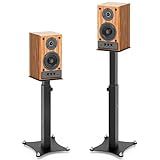 GZGDLJQ Adjustable Bookshelf Speaker Stands Pair, 20-27.5 Inch All-Metal Heavy Duty Holds 100lbs Universal for Surround Sound with Cable Management