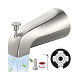 Claywie Universal Bathtub Tub Spout with Diverter, Fits 1/2" Slip-Fit Copper Pipe Connection, Pull Down Bathtub Faucet Spout Replacement, Easy Installation (Brushed Nickel)