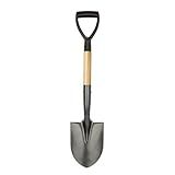 VNIMTI Shovel for Digging, Round Small Shovel with Wooden D-Handle, Metal Garden Shovel for Gardening, 28 Inches