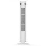 KMFurnila Tower Fan, Oscillating Standing Fans with Remote for Bedroom Home Office, 5 Speeds & 4 Modes, 12H Timer，LED Display, 22.3ft/s High Velocity, White