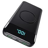 Wireless Portable Charger 30,800mAh 15W Wireless Charging 25W PD QC4.0 Fast Charging Smart LCD Display USB-C Power Bank, 4 Output External Battery Pack Compatible with iPhone 16/15/14/13, Samsung etc
