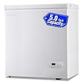 DEMULLER Chest Freezer with Electronic Panel, Accurate Temperature Display to 1 ℉ and Easy to Use 5.0 Cu.ft Deep Freezing with 2 Removable Baskets White