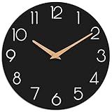 cicininc Wall Clock, Black Silent Non-Ticking, Decorative Battery Operated Wall Clocks for Bedroom, Kitchen, Home, Office, School, Hotel (8 Inch)