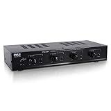 Pyle 4 Channel Speaker Selector Switch - Multi Zone A B Speaker Distribution Controller Box w/Independent Audio Source Volume Control, Supports Home Theater Stereo Amplifier Receiver System - PSLSW4