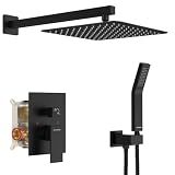 SR SUN RISE Shower Faucet Set 10-Inch Rainfall Shower Head Matte Black