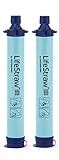 LifeStraw Personal Water Filter for Hiking, Camping, Travel, and Emergency Preparedness, 2 Pack, Blue