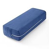 Wellsin Yoga Bolster Pillow for Restorative - Yoga Meditation Pillow with Washable Suede Cover, 27"X10" X5.5", Blue