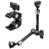 Neewer 11" Articulating Magic Arm Clamp Mount with Super Clamp, Camera Monitor Mount with 1/4" 3/8" ARRI Locating Pins & Holes for DSLR Action Camera Video Light Compatible with SmallRig Cage, ST16C