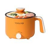 YOOLYQI Hot Pot Electric : 1.5L Mini Ramen Cooker with 2 Temp Settings, Portable Lazy Pot Dorm, Office Must Have for Ramen/Noodles/Soup/Oatmeal