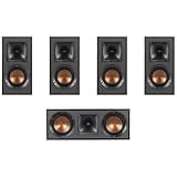 Klipsch Home Theater Speaker Bundle: 2 Pairs R-41M Bookshelf Speakers + R-52C Center Channel Speaker (Black)