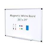 OLIXIS Magnetic White Board, Dry Erase Board for Wall 36" x 24", Whiteboard with 1 Dry Eraser & 2 Multicolor Markers & 4 Magnetic Pins, Aluminium Frame for Home, School, Office, White