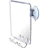 Luxo Shower Mirror, Shower Mirror fogless for Shaving with a Removable Razor Holder - Shaving Mirror for Shower with a Powerful Suction Cup - Shatterproof fogless Mirror for Shower (White/Clear)
