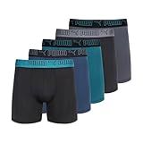 PUMA Men's 5 Pack Performance Boxer Briefs, Teal, Small