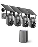 SEHMUA Security Cameras Outdoor Wireless, 4 Cam-Kit, No Subscription, 4MP Home Security Camera System with 2K Color Night Vision, Solar Powered, 360° PTZ Surveillance, 2.4 & 5GHz Router Compatible