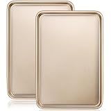 Baking Sheet Pan Set of 2, Wildone Commercial Cookie Sheets for Baking, Nonstick Carbon Steel Oven Tray Half Sheet Pan 17.5x12 Inch, Heavy Duty & Easy Clean