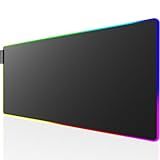 KTRIO RGB Large Gaming Mouse Pad Desk Mat, Superior Micro-Weave Cloth for Precise Mouse Control, Non-Slip Rubber Base, Stitched Edges, Water-Resistant, for Gamer, Office & Home, 31.5 x 11.8 in