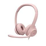 Logitech H390 Gaming Headphones, Wired Headphones with Mic, USB Headset with Microphone for PC, Noise Cancelling Microphone for Video Meetings, Music, Gaming - Rose