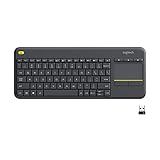 Logitech K400 Plus Wireless Touch TV Keyboard with Easy Media Control and Built-in Touchpad, HTPC Keyboard for PC-Connected TV, Windows, Android, ChromeOS, Laptop, Tablet - Black