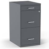 Staples 3-Drawer Vertical File Cabinet, Letter Size, Lockable, Charcoal