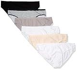 Amazon Essentials Women's Cotton Bikini Brief Underwear (Available in Plus Size), Pack of 6, Basic Colors/Stripe, 3X