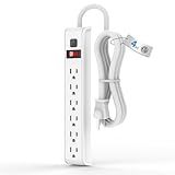 TiFFCOFiO Surge Protector Power Strip, 4 Feet Extension Cord, 600 Joules Surge Protection, Multiple Protection 6 Outlet Strip, 14 AWG Cord, 15A/1875W, ETL Listed