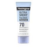 Neutrogena Ultra Sheer Dry-Touch Sunscreen Lotion SPF 70, Broad Spectrum, Water Resistant 80 Min, Oil-Free, Oxybenzone-Free, Non-Comedogenic, Matte Finish, Body Sunscreen, Travel Size 3 Fl Oz