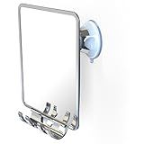 Luxo Shower Mirror, Shower Mirror fogless for Shaving with a Removable Razor Holder - Shaving Mirror for Shower with a Powerful Suction Cup - Shatterproof fogless Mirror for Shower (Chrome)