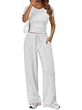 Trendy Queen Womens 2 Two Piece Set 2026 Summer Workout Beach Vacation Cruise Gym Clothes Spring Fashion Lounge Matching Sweatsuit Sweat Airport Travel Outfit Resort Wear Fitness Clothing