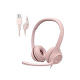 Logitech H390 Gaming Headphones, Wired Headphones with Mic, USB Headset with Microphone for PC, Noise Cancelling Microphone for Video Meetings, Music, Gaming - Rose