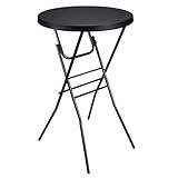 Byliable Cocktail Table 28in High Top Round Folding Indoor Outdoor, Plastic Bar Height Foldable Bistro Tall Table for Party, Patio, Dining Room, Kitchen, Events, Removable Locking Legs, Black