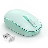 TECKNET Wireless Mouse for Laptop, 2.4G Quiet Computer Mouse with USB Receiver, 4 Buttons Portable Cordless Mice for Chromebook, Laptop, PC, Mac, 800/1200/1600 DPI - Mint Green