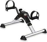 GOREDI Under Desk Exercise Bike Pedal Exerciser, Fully Assembled Pedal Exerciser for Seniors, Foldable Mini Exercise Bike for Office Fitness with LCD Display, Peddler Exerciser (Silver)