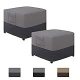 Easy-Going Outdoor Ottoman Cover, Waterproof Heavy Duty Patio Furniture Cover with Padded Handles (2 Pack-25"x25"x17", Gray/Dark Gray)