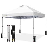 CROWN SHADES 10x10 Pop Up Canopy Tent with One Push Setup, Gird White